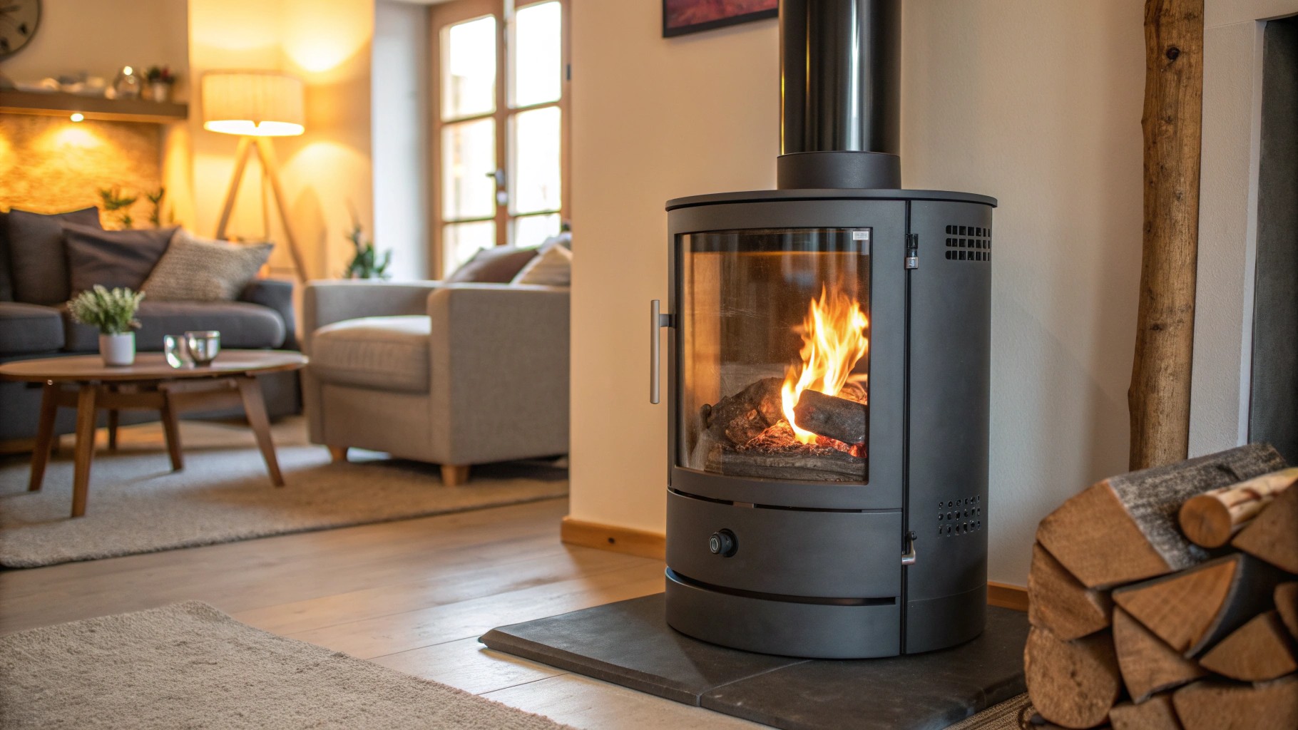 poêle à bois moderne