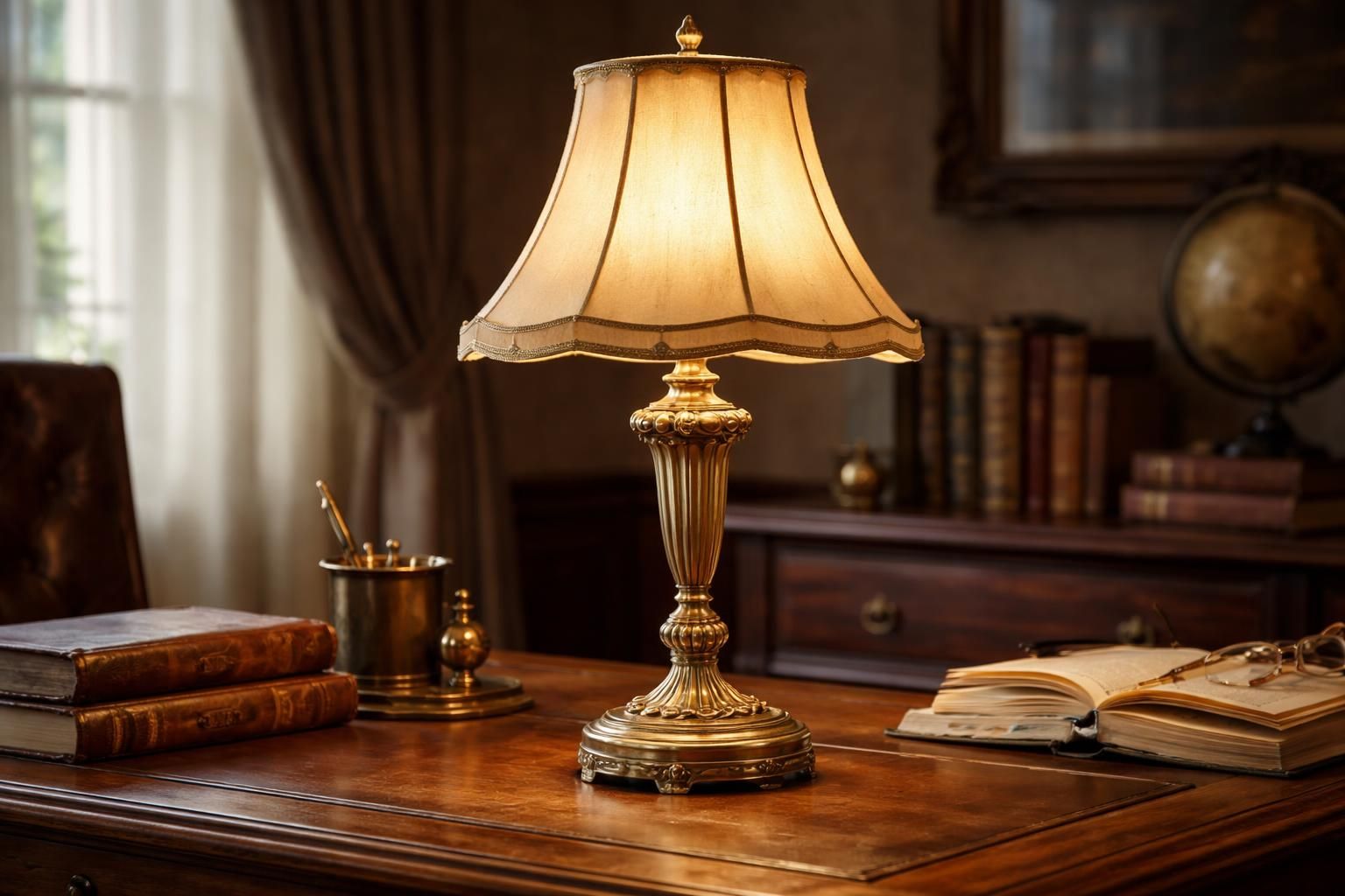 découvrez notre lampe en laiton doré vintage, l'accessoire parfait pour apporter une touche d'élégance et d'originalité à votre bureau. un éclairage d'exception pour un espace de travail unique.