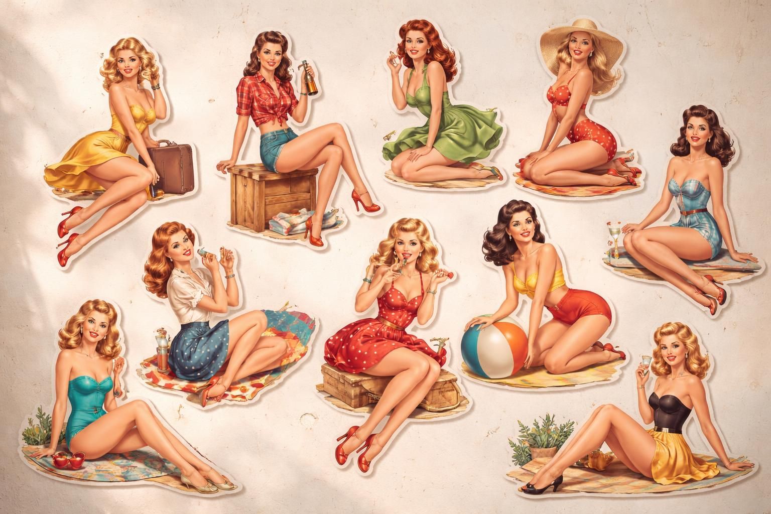 découvrez nos stickers vintage pin-up pour ajouter une ambiance rétro et pleine de charme à vos murs. parfaits pour un décor original et fun.