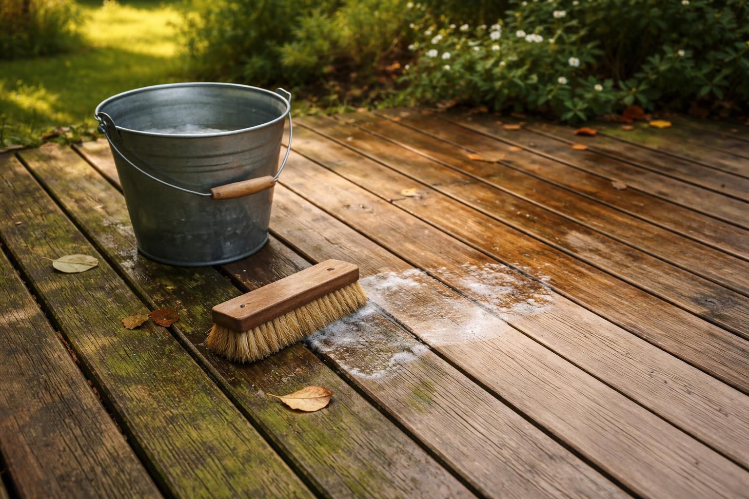 découvrez des méthodes simples et efficaces pour nettoyer une terrasse en bois qui a verdit naturellement, afin de lui redonner éclat et protection.