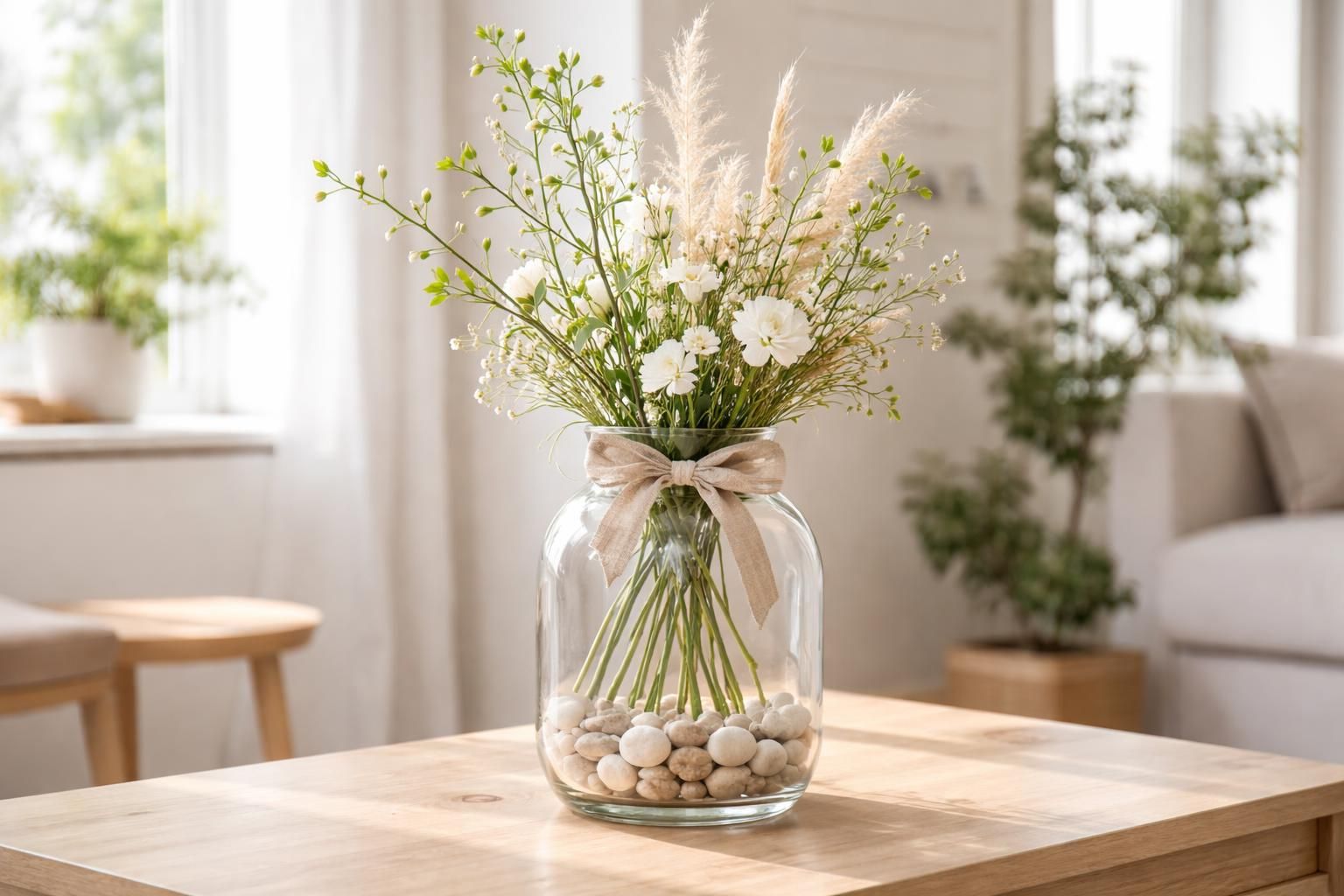 découvrez des astuces simples et créatives pour décorer un grand vase en verre transparent et sublimerez votre intérieur avec élégance.