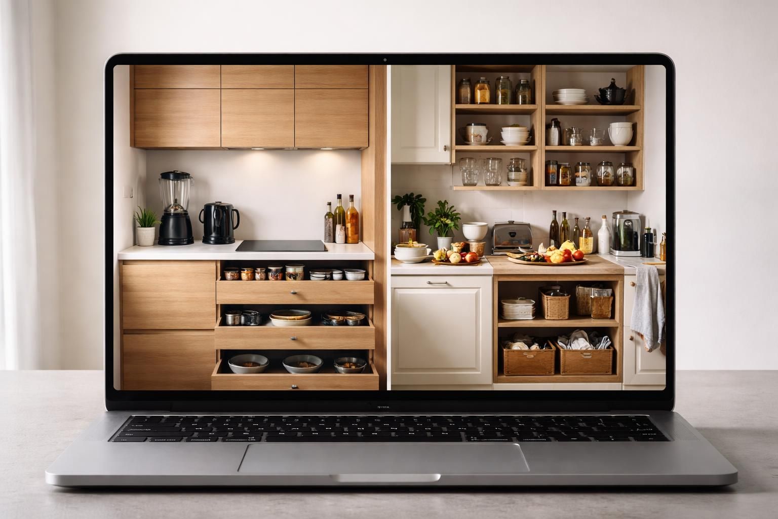 découvrez comment comparer facilement les différentes implantations et solutions de rangement pour votre cuisine sur votre pc portable, afin d'optimiser espace et fonctionnalité.