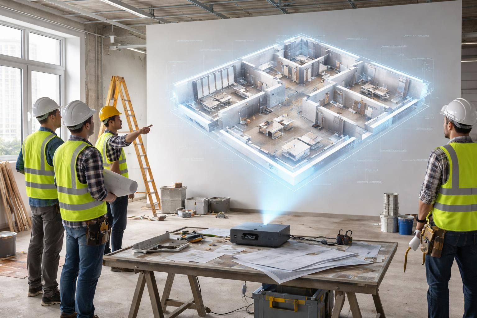 découvrez comment afficher en temps réel le plan 3d de votre rénovation directement sur le chantier grâce au vidéoprojecteur acer, pour une meilleure visualisation et coordination des travaux.
