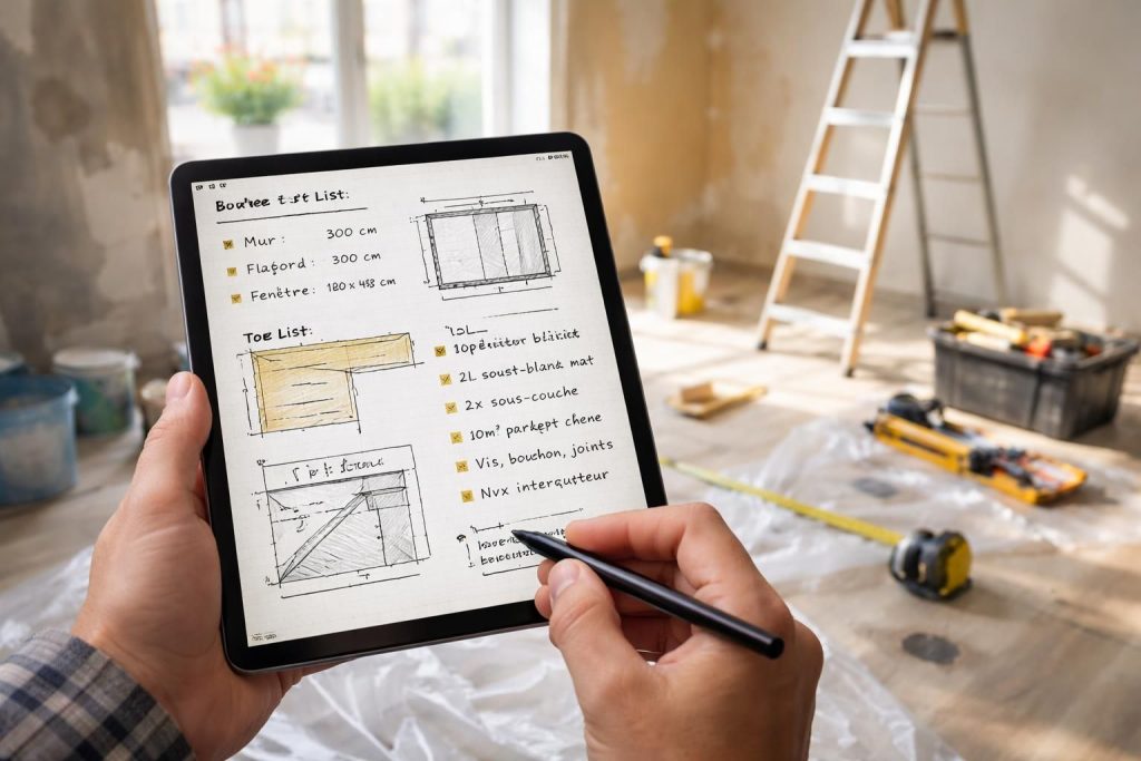 découvrez comment rénover une pièce efficacement en utilisant une tablette tactile pour suivre notes, mesures et achats en temps réel. simplifiez votre projet de rénovation avec cette méthode numérique pratique.